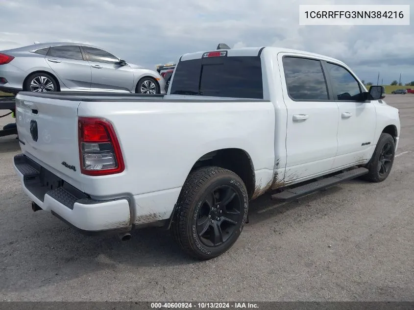 2022 Ram 1500 Big Horn 4X4 5'7 Box VIN: 1C6RRFFG3NN384216 Lot: 40600924