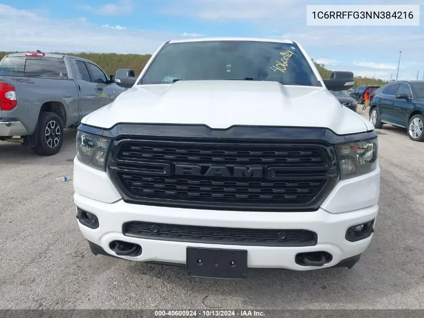 2022 Ram 1500 Big Horn 4X4 5'7 Box VIN: 1C6RRFFG3NN384216 Lot: 40600924