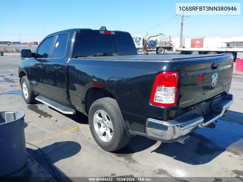 2022 Ram 1500 Big Horn 4X4 6'4 Box VIN: 1C6SRFBT3NN380946 Lot: 40684332