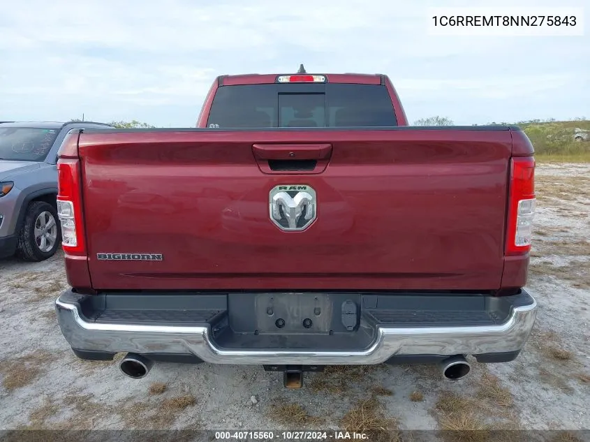 2022 Ram 1500 Big Horn 4X2 6'4 Box VIN: 1C6RREMT8NN275843 Lot: 40715560