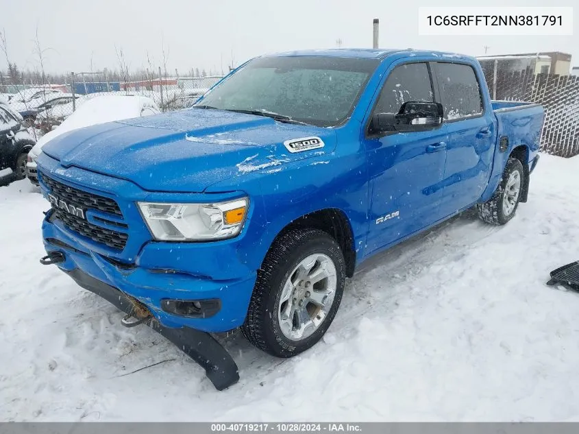 2022 Ram 1500 Big Horn 4X4 5'7 Box VIN: 1C6SRFFT2NN381791 Lot: 40719217