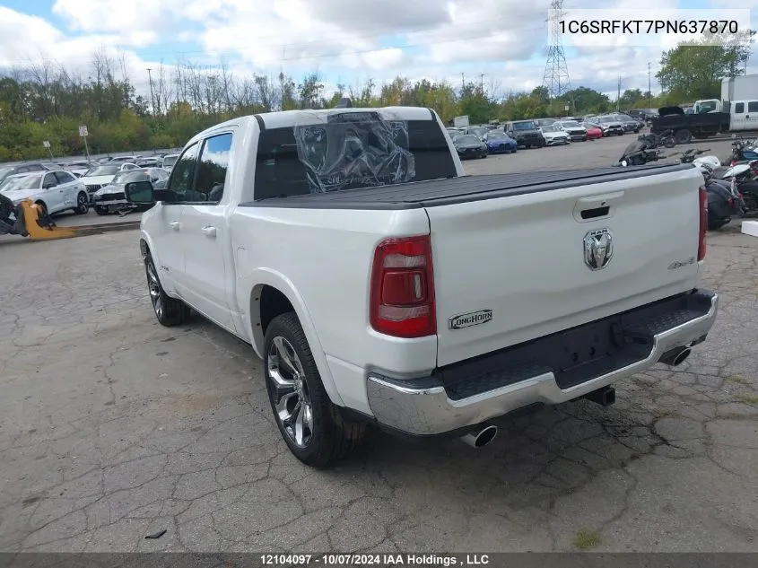 2023 Ram 1500 Limited Longhorn VIN: 1C6SRFKT7PN637870 Lot: 12104097