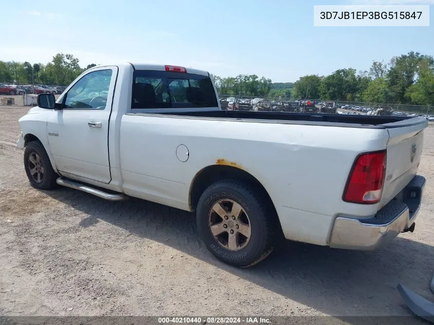 2011 Ram Ram 1500 Slt VIN: 3D7JB1EP3BG515847 Lot: 40210440