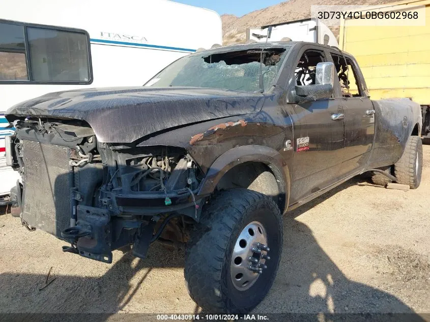 2011 Ram Ram 3500 Laramie VIN: 3D73Y4CL0BG602968 Lot: 40430914