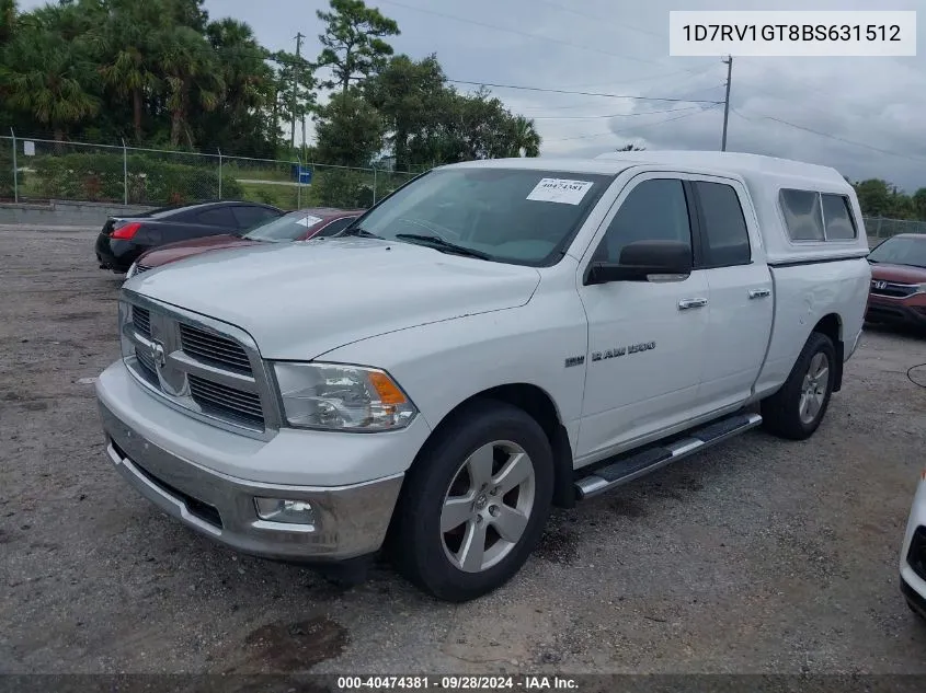 2011 Ram Ram 1500 Slt VIN: 1D7RV1GT8BS631512 Lot: 40474381