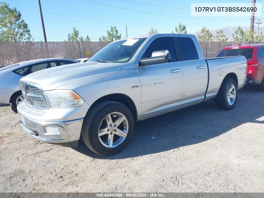 2011 Ram Ram 1500 Slt VIN: 1D7RV1GT3BS542690 Lot: 40482465