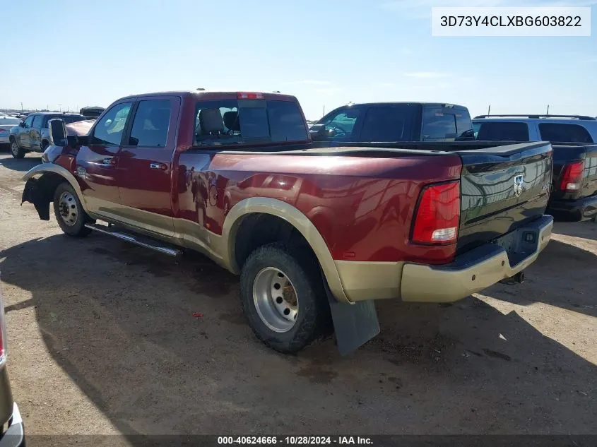 2011 Ram Ram 3500 Laramie Longhorn Edition VIN: 3D73Y4CLXBG603822 Lot: 40624666