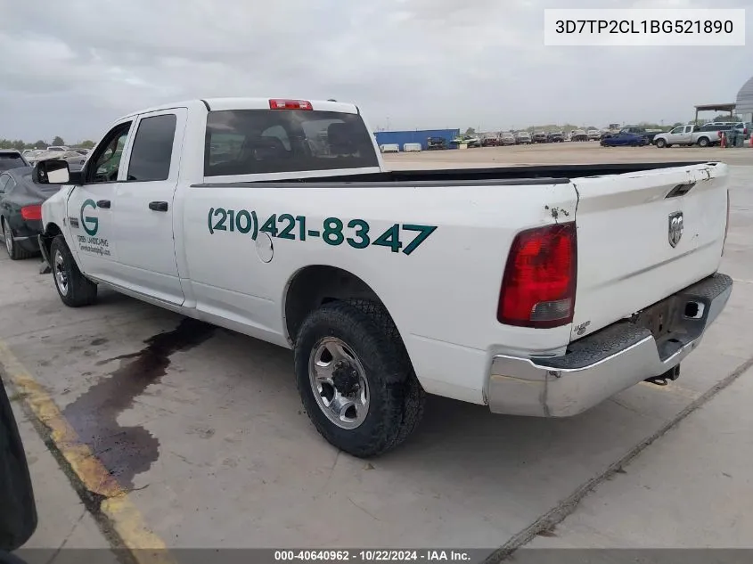 2011 Ram Ram 2500 St VIN: 3D7TP2CL1BG521890 Lot: 40640962