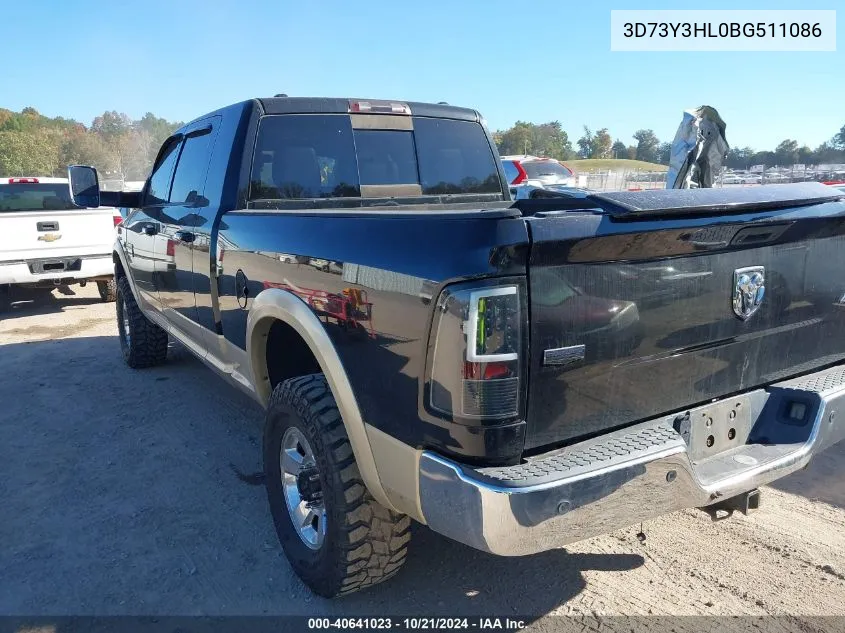 2011 Ram Ram 3500 Laramie VIN: 3D73Y3HL0BG511086 Lot: 40641023