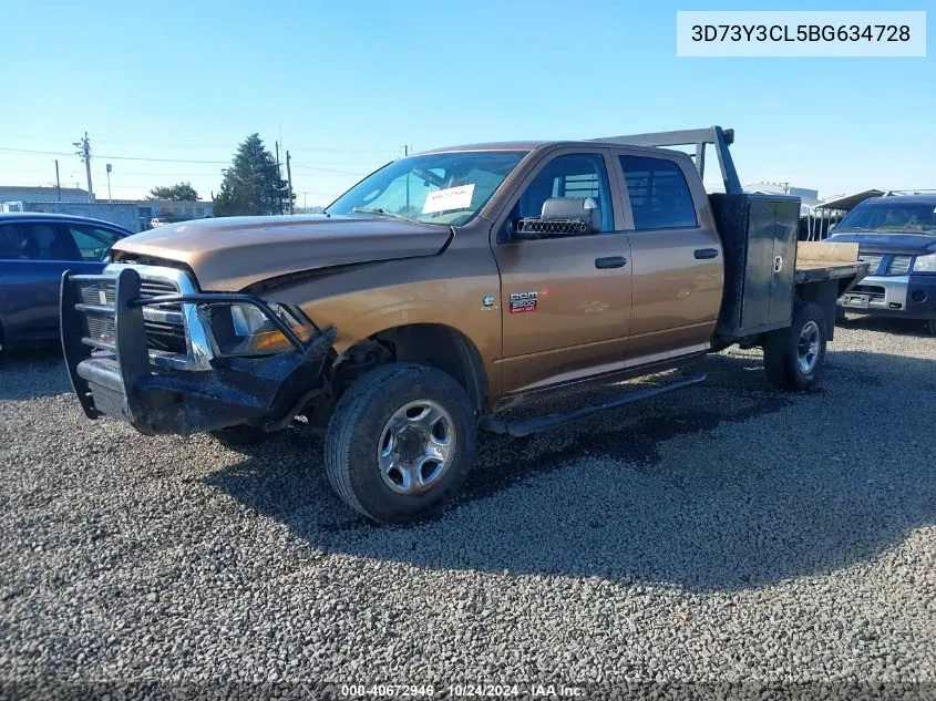 2011 Ram Ram 3500 St VIN: 3D73Y3CL5BG634728 Lot: 40672946