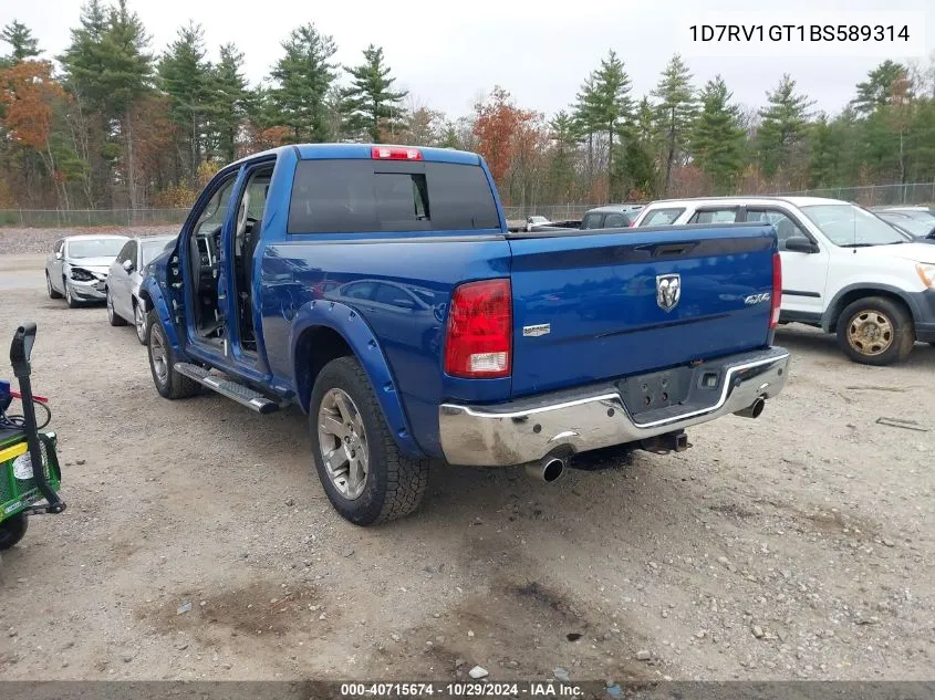 2011 Ram Ram 1500 Laramie VIN: 1D7RV1GT1BS589314 Lot: 40715674