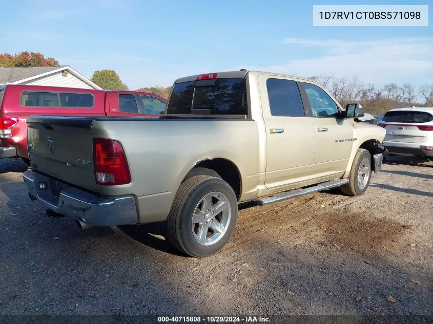 2011 Ram Ram 1500 Slt VIN: 1D7RV1CT0BS571098 Lot: 40715808