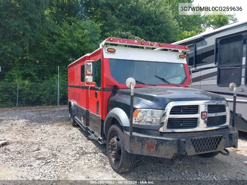 2012 Ram 5500 Chassis St/Slt VIN: 3C7WDMBL0CG259636 Lot: 39510063