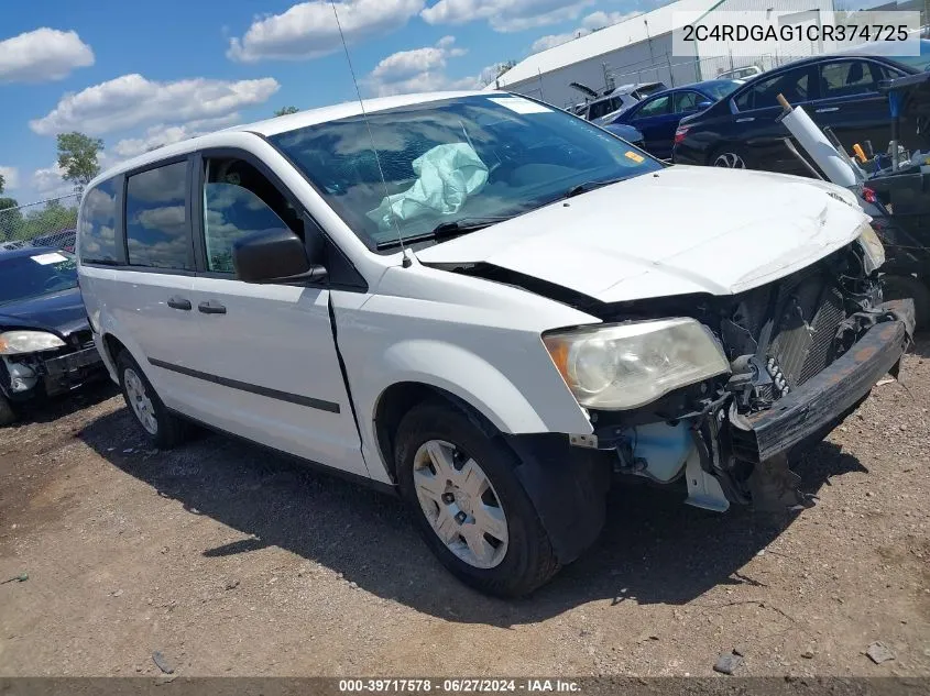 2012 Ram Cargo C/V VIN: 2C4RDGAG1CR374725 Lot: 39717578