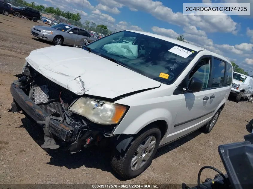 2012 Ram Cargo C/V VIN: 2C4RDGAG1CR374725 Lot: 39717578