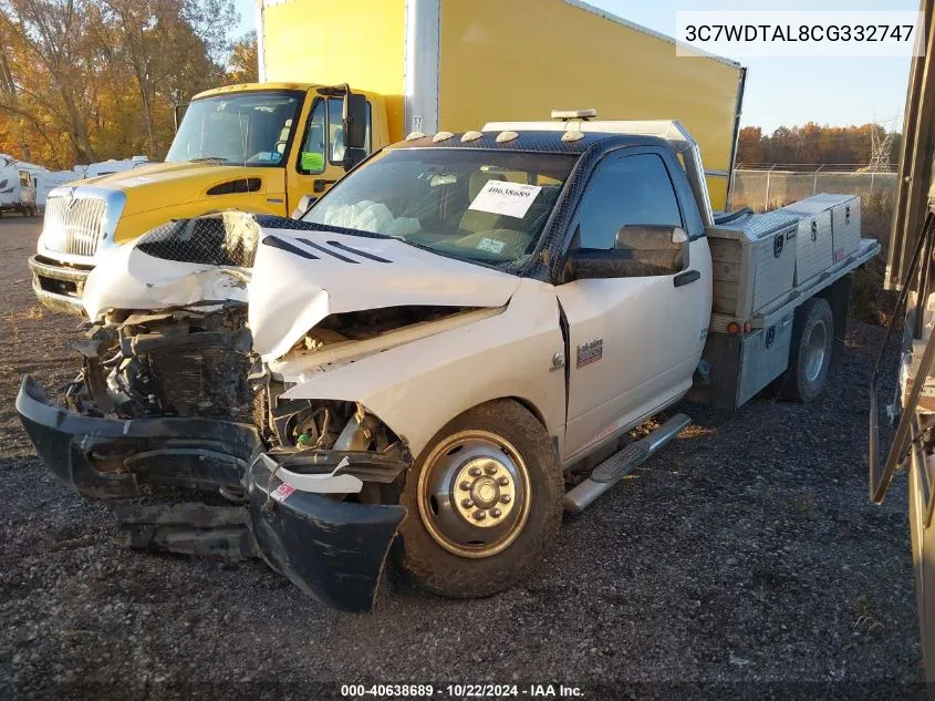 2012 Ram 3500 Chassis St/Slt VIN: 3C7WDTAL8CG332747 Lot: 40638689