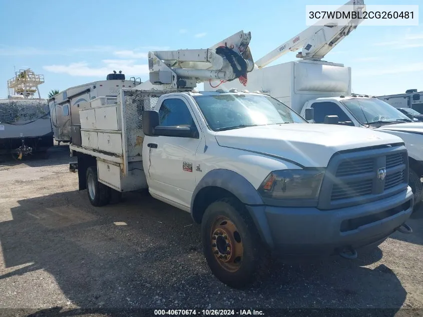 2012 Ram 5500 Chassis St/Slt VIN: 3C7WDMBL2CG260481 Lot: 40670674