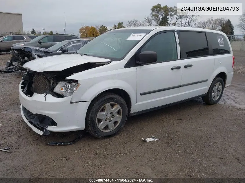 2014 Ram Cargo Tradesman VIN: 2C4JRGAG0ER204793 Lot: 40674484