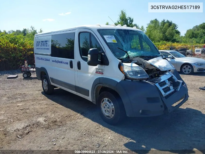 2017 Ram Promaster 1500 Low Roof 136 Wb VIN: 3C6TRVAG2HE517189 Lot: 39964823