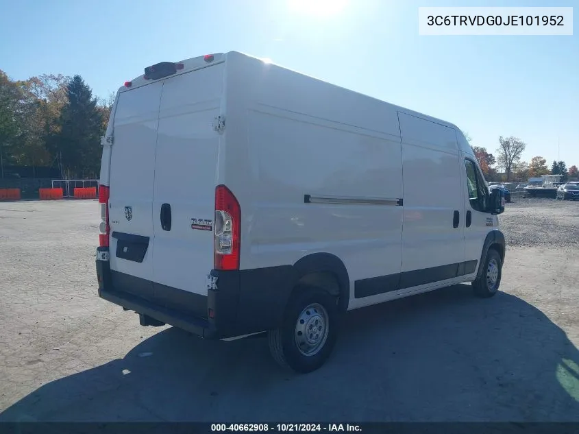 2018 Ram Promaster 2500 High Roof 159 Wb VIN: 3C6TRVDG0JE101952 Lot: 40662908