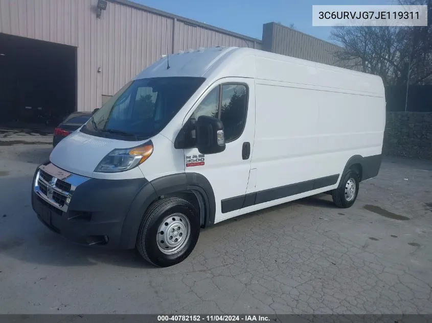 2018 Ram Promaster 3500 Cargo Van High Roof 159 Wb Ext VIN: 3C6URVJG7JE119311 Lot: 40782152