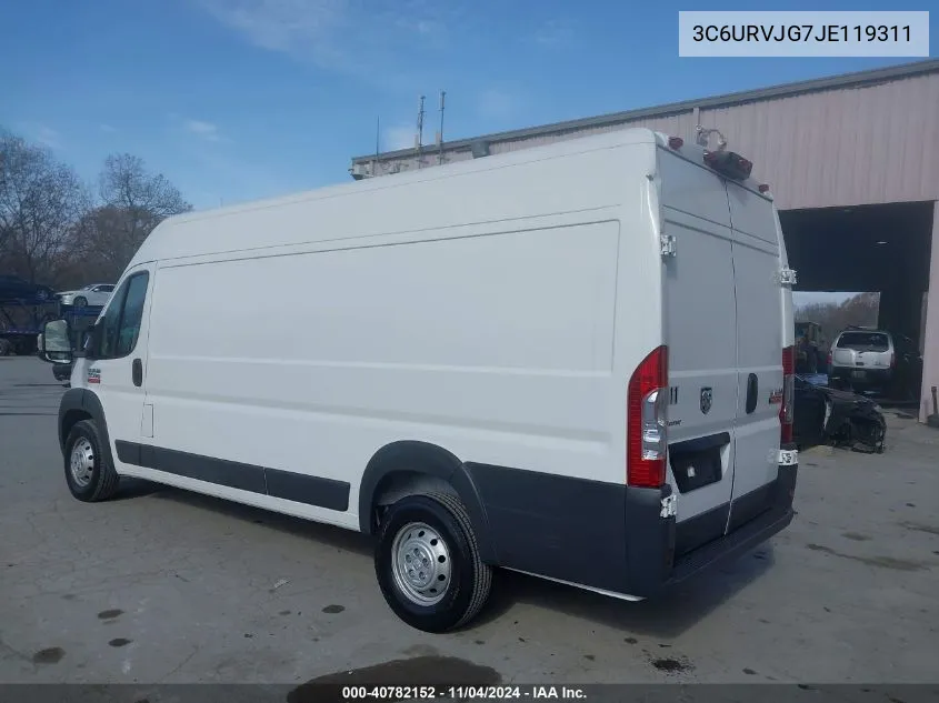 2018 Ram Promaster 3500 Cargo Van High Roof 159 Wb Ext VIN: 3C6URVJG7JE119311 Lot: 40782152