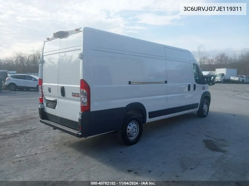 2018 Ram Promaster 3500 Cargo Van High Roof 159 Wb Ext VIN: 3C6URVJG7JE119311 Lot: 40782152