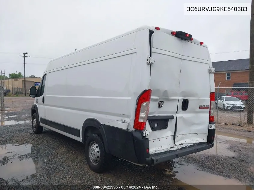 2019 Ram Promaster 3500 Cargo Van High Roof 159 Wb Ext VIN: 3C6URVJG9KE540383 Lot: 39422995