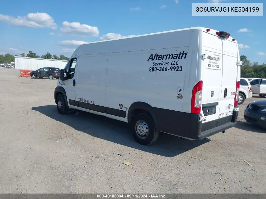 2019 Ram Promaster 3500 Cargo Van High Roof 159 Wb Ext VIN: 3C6URVJG1KE504199 Lot: 40185034