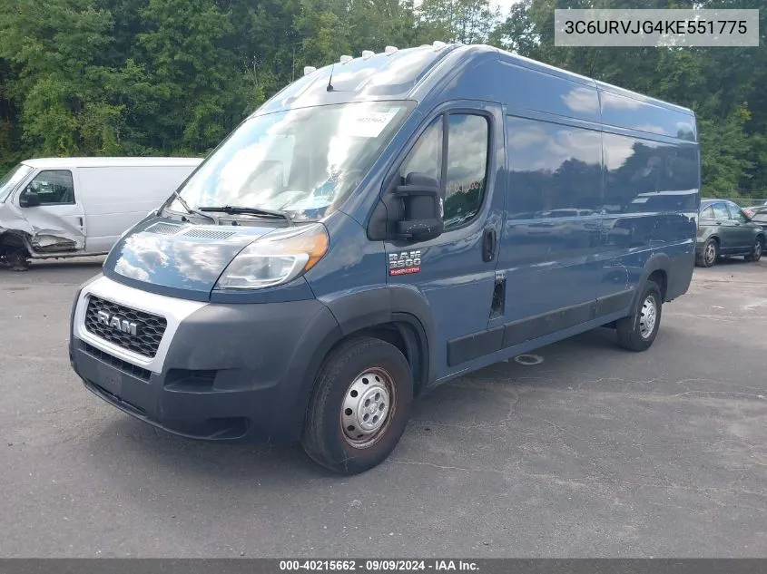 2019 Ram Promaster 3500 Cargo Van High Roof 159 Wb Ext VIN: 3C6URVJG4KE551775 Lot: 40215662