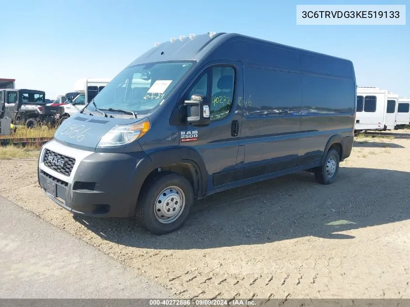 2019 Ram Promaster 2500 High Roof 159 Wb VIN: 3C6TRVDG3KE519133 Lot: 40272886