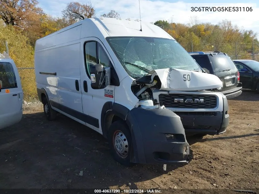 2019 Ram Promaster 2500 High Roof 159 Wb VIN: 3C6TRVDG5KE531106 Lot: 40637290