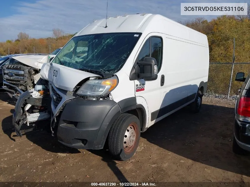 2019 Ram Promaster 2500 High Roof 159 Wb VIN: 3C6TRVDG5KE531106 Lot: 40637290