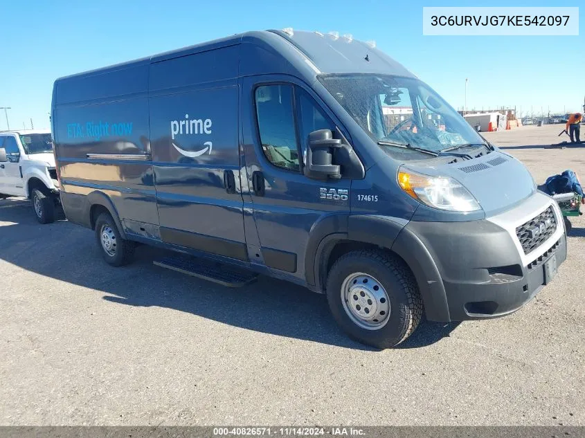 2019 Ram Promaster 3500 Cargo Van High Roof 159 Wb Ext VIN: 3C6URVJG7KE542097 Lot: 40826571