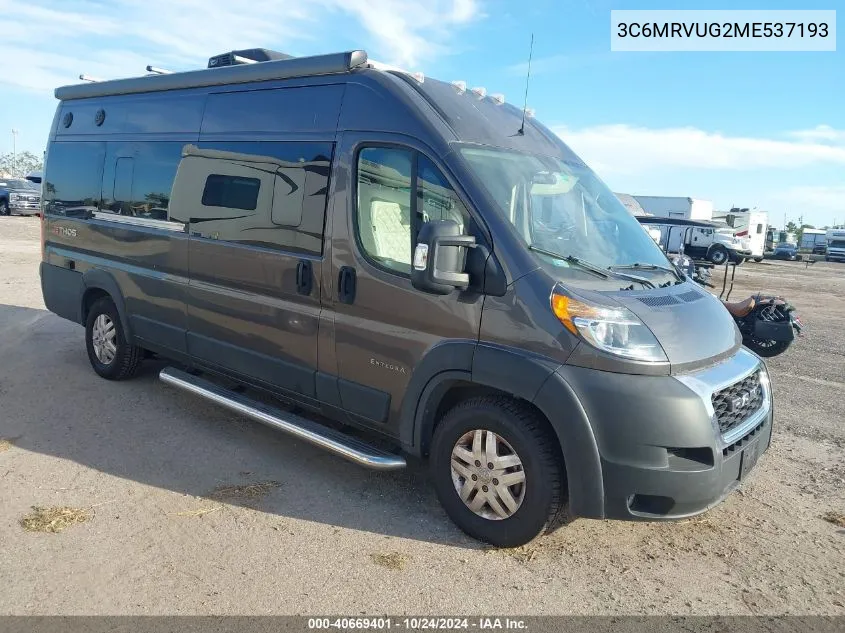 2021 Ram Promaster Window Van High Roof VIN: 3C6MRVUG2ME537193 Lot: 40669401