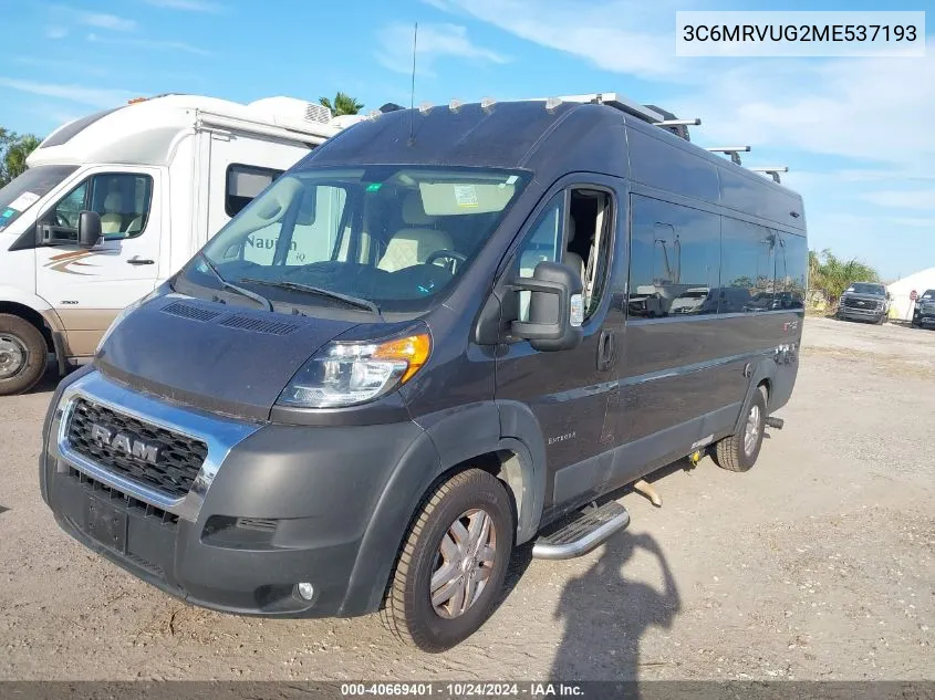 2021 Ram Promaster Window Van High Roof VIN: 3C6MRVUG2ME537193 Lot: 40669401