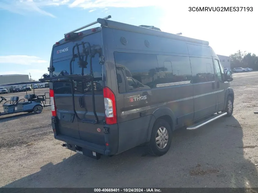 2021 Ram Promaster Window Van High Roof VIN: 3C6MRVUG2ME537193 Lot: 40669401