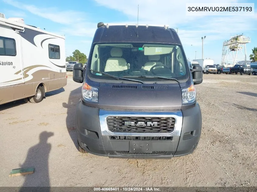 2021 Ram Promaster Window Van High Roof VIN: 3C6MRVUG2ME537193 Lot: 40669401