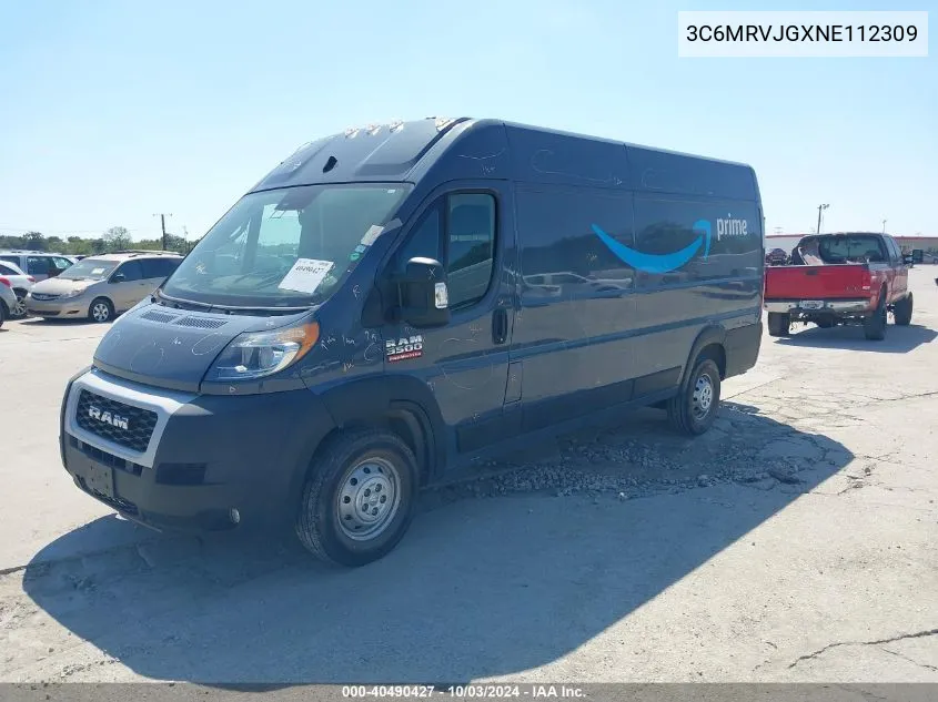 2022 Ram Promaster 3500 Cargo Van High Roof 159 Wb Ext VIN: 3C6MRVJGXNE112309 Lot: 40490427