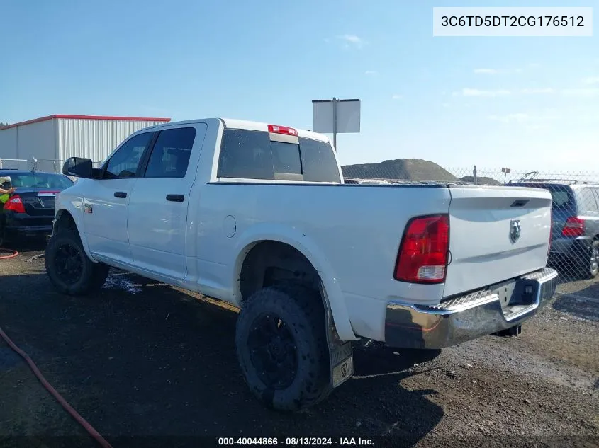 2012 Ram 2500 Slt VIN: 3C6TD5DT2CG176512 Lot: 40044866