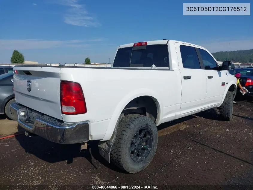 2012 Ram 2500 Slt VIN: 3C6TD5DT2CG176512 Lot: 40044866