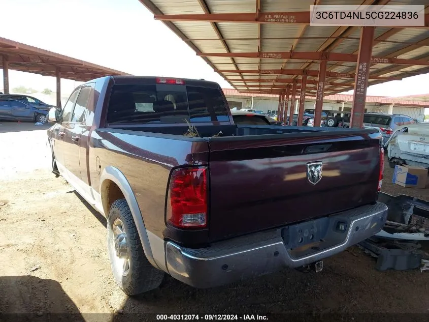 2012 Ram 2500 Laramie VIN: 3C6TD4NL5CG224836 Lot: 40312074