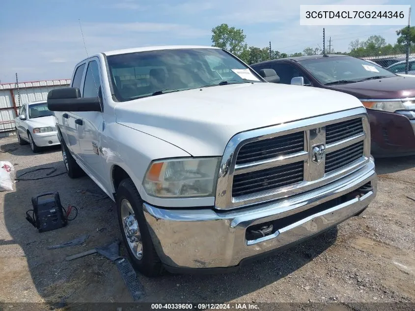 2012 Ram 2500 St VIN: 3C6TD4CL7CG244346 Lot: 40339600