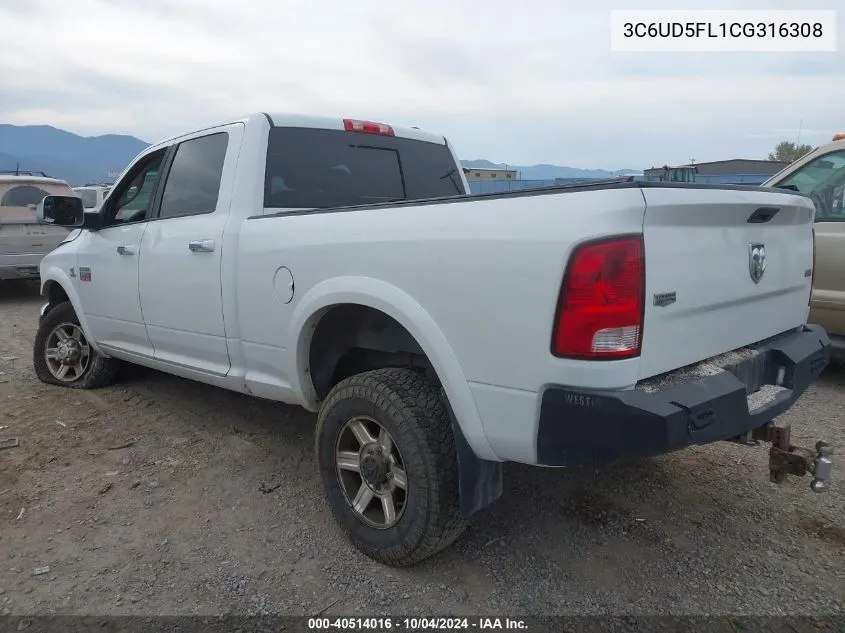 2012 Ram 2500 Laramie VIN: 3C6UD5FL1CG316308 Lot: 40514016