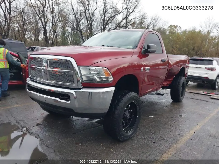 2012 Ram 2500 St VIN: 3C6LD5AL0CG333278 Lot: 40822712