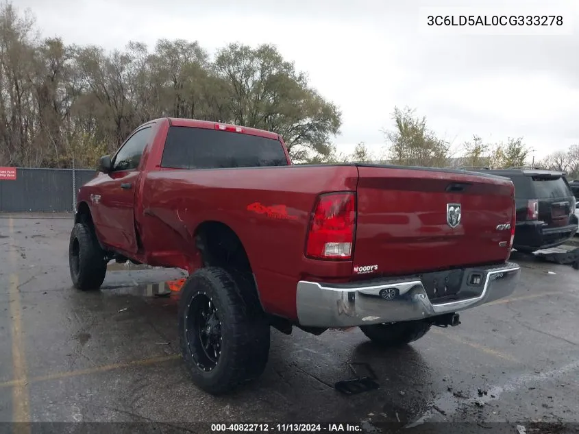 2012 Ram 2500 St VIN: 3C6LD5AL0CG333278 Lot: 40822712