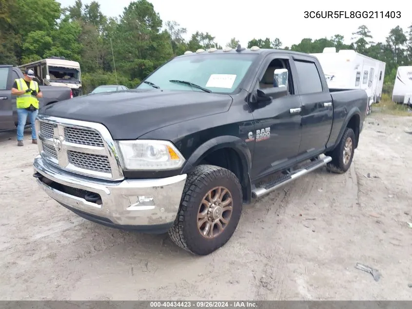 2016 Ram 2500 Laramie VIN: 3C6UR5FL8GG211403 Lot: 40434423