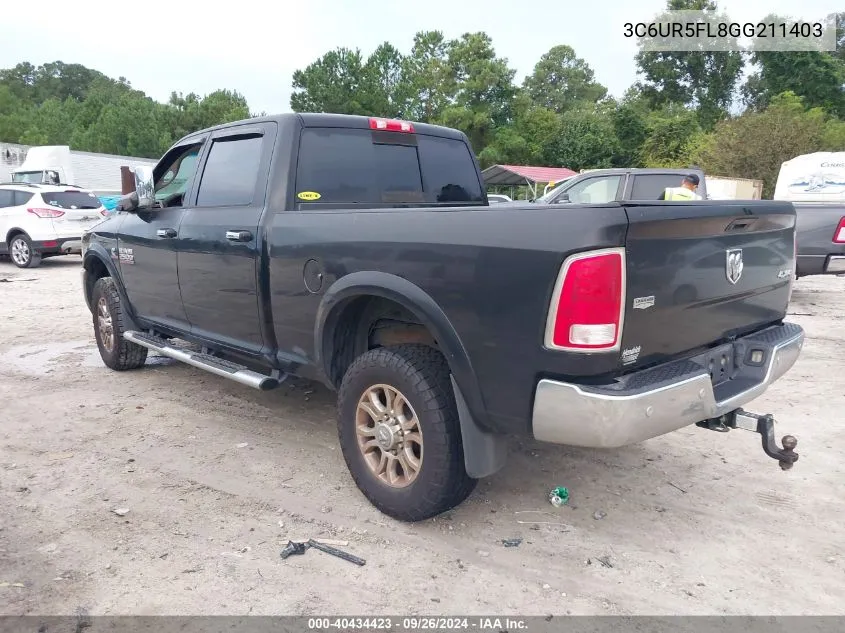 2016 Ram 2500 Laramie VIN: 3C6UR5FL8GG211403 Lot: 40434423