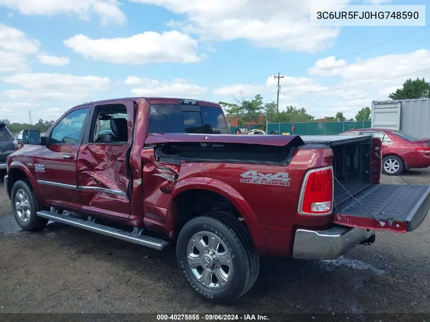 2017 Ram 2500 Laramie 4X4 6'4 Box VIN: 3C6UR5FJ0HG748590 Lot: 40275855