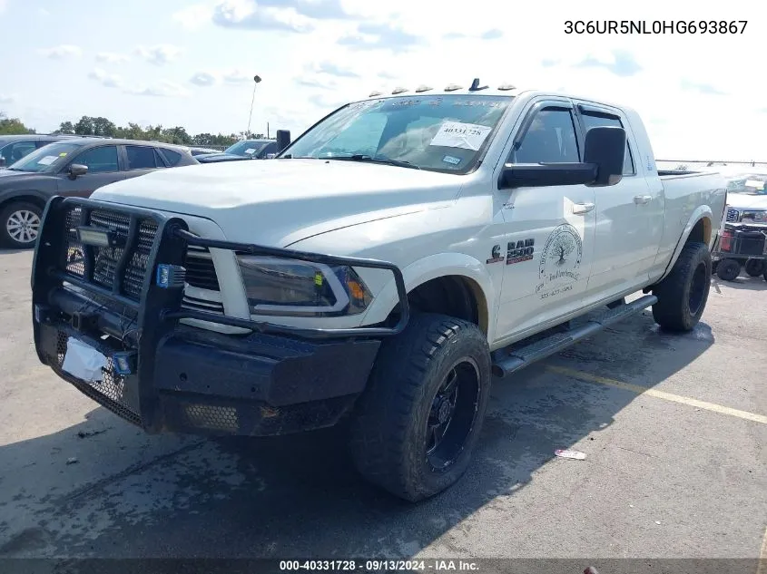 2017 Ram 2500 Laramie Mega Cab 4X4 6'4 Box VIN: 3C6UR5NL0HG693867 Lot: 40331728